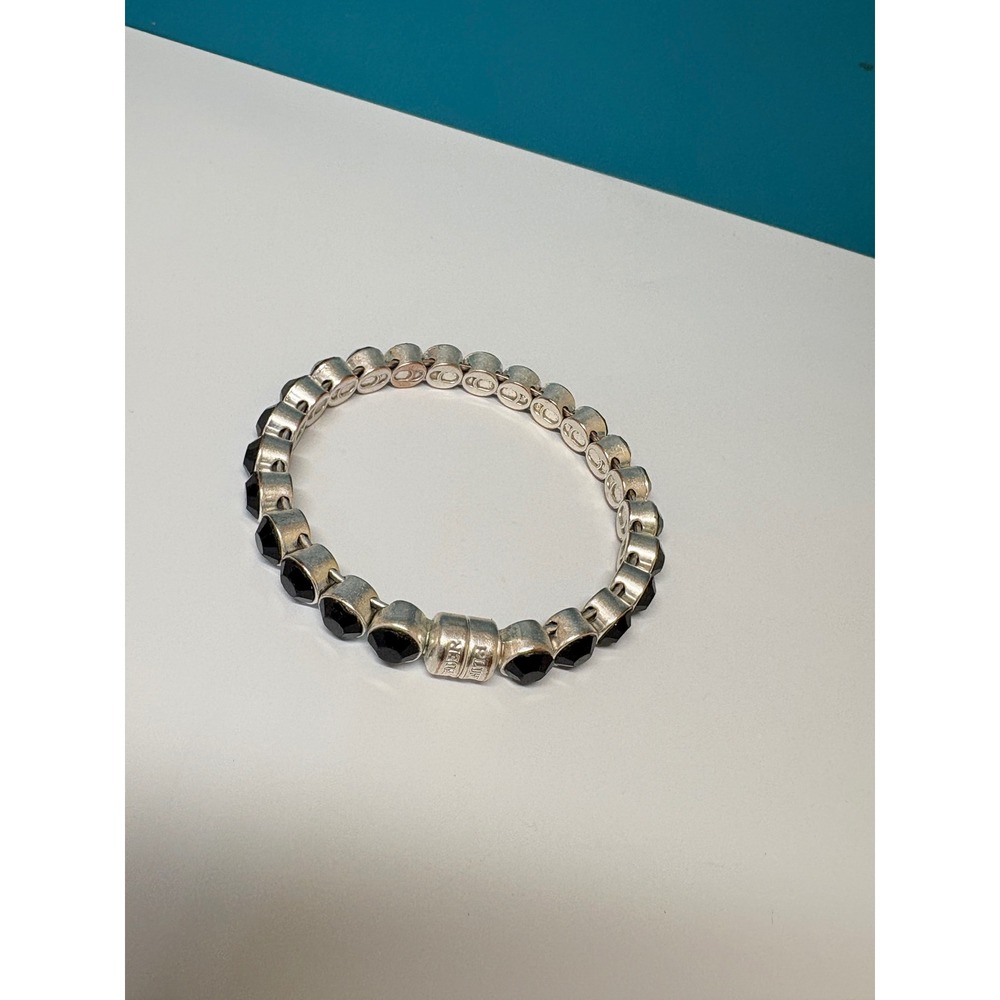 Plunder Design Black Crystal Magnetic Bracelet Antiqued Silver Tone 7.25 Inch